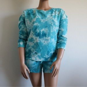 KUT from the Kloth Jeans Women Tie Dye Sweatshirt and Shorts Size L fits 14 NWT